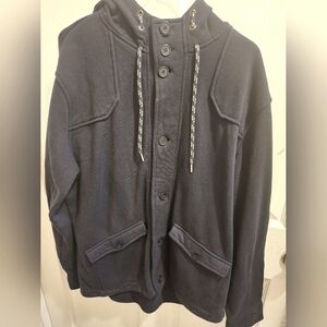Men's American Rag Navy Hooded Jacket with Button Details sz L